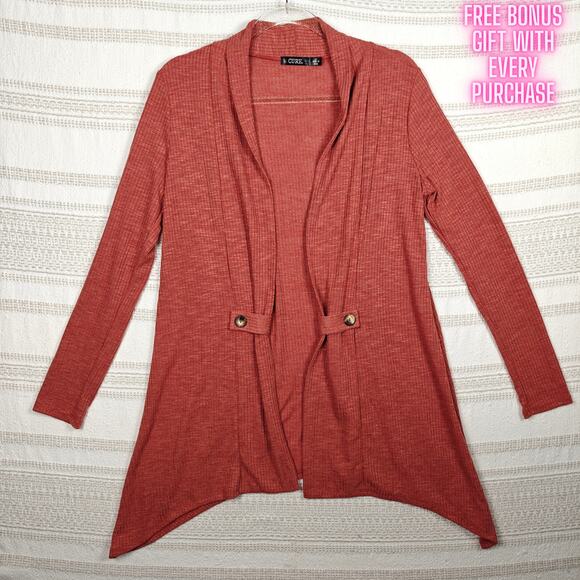 Cure Burnt Orange Lightweight Open Front Cardigan Size L - Picture 1 of 8